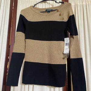 New Ralph Lauren Gold Metallic Sweater size L PT